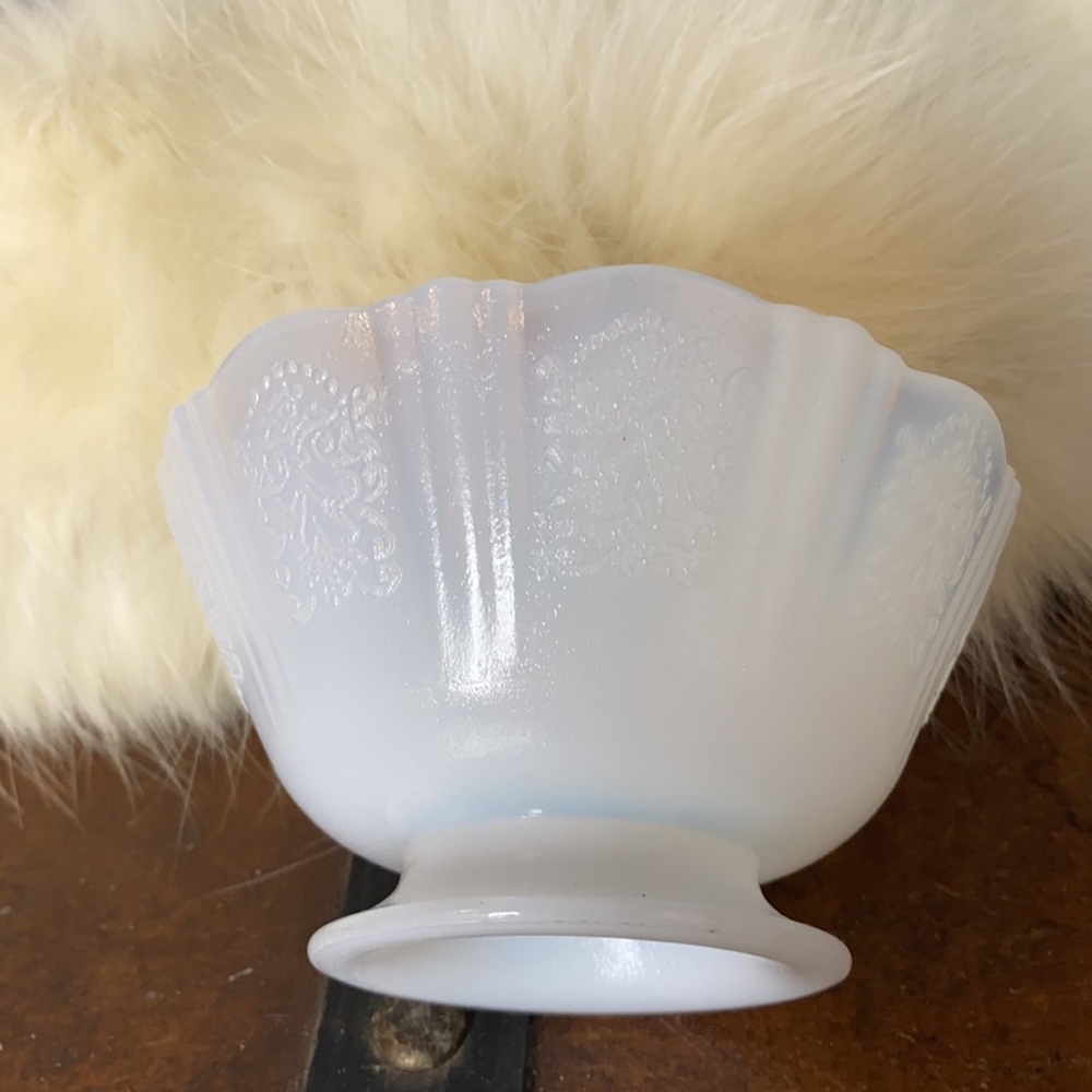 . Antique White Opaline Bowl - Opalescent Milk Glass Bowl - Picture 5 of 10